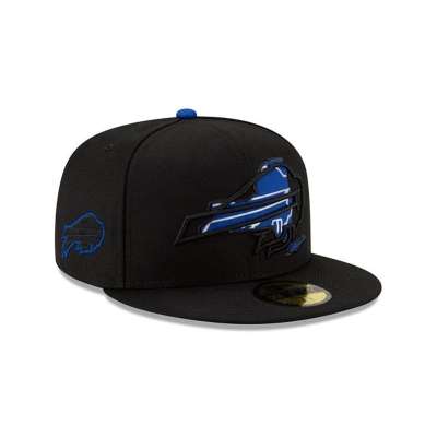 Black Buffalo Bills Hat - New Era NFL State Logo Reflect 59FIFTY Fitted Caps USA7140892